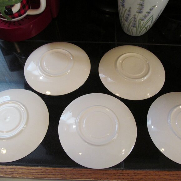 5 Vintage MCM Salem North Star Atomic Starburst Saucers Turquoise & Tan 1960s - Picture 11 of 16